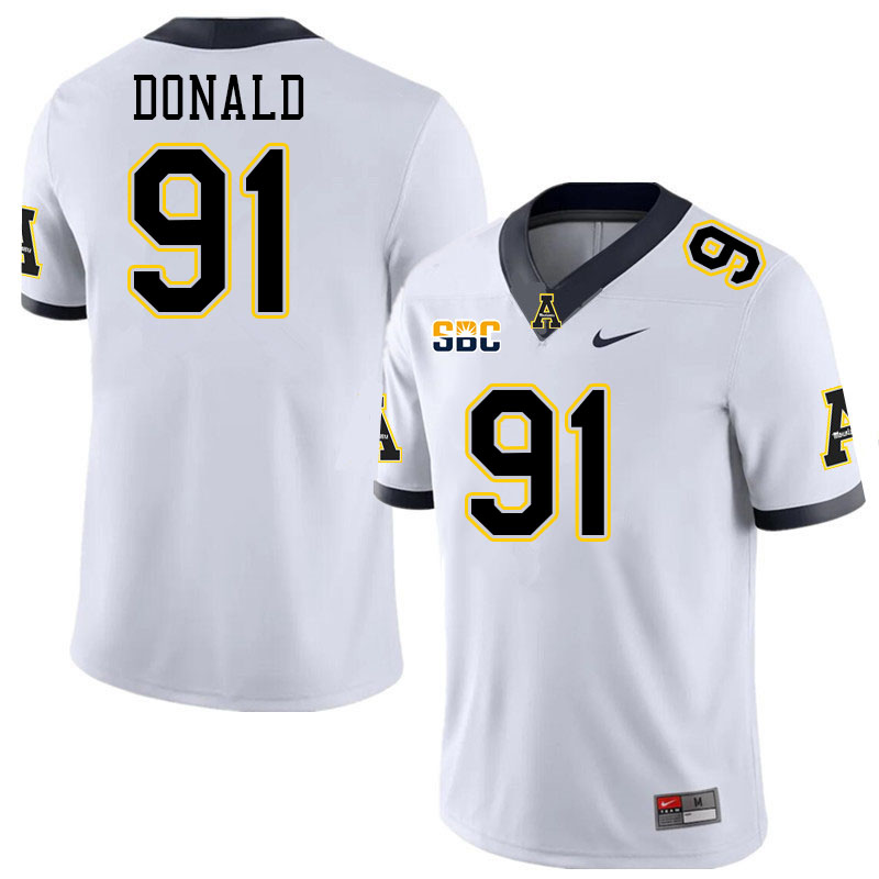 Men #91 Joshua Donald Appalachian State Mountaineers College Football Jerseys Stitched-White